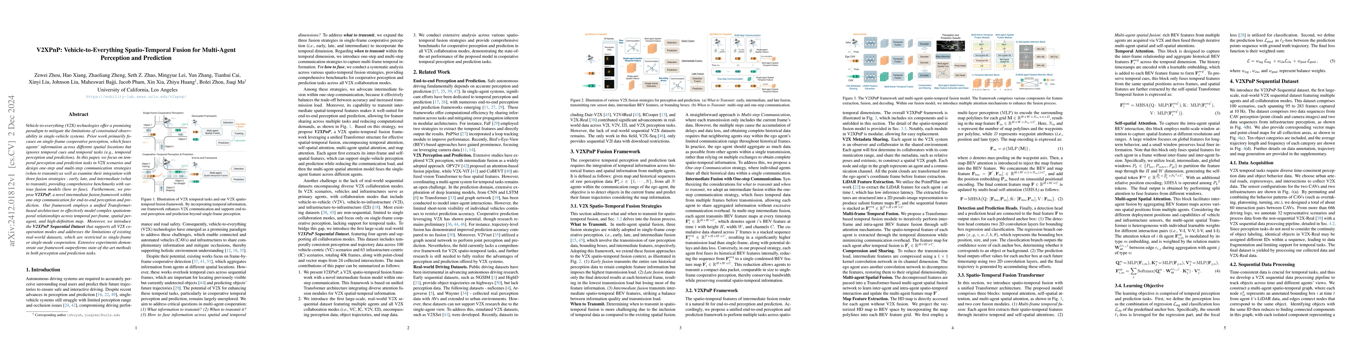 Thumbnail for V2XPnP: Vehicle-to-Everything Spatio-Temporal Fusion for Multi-Agent
  Perception and Prediction