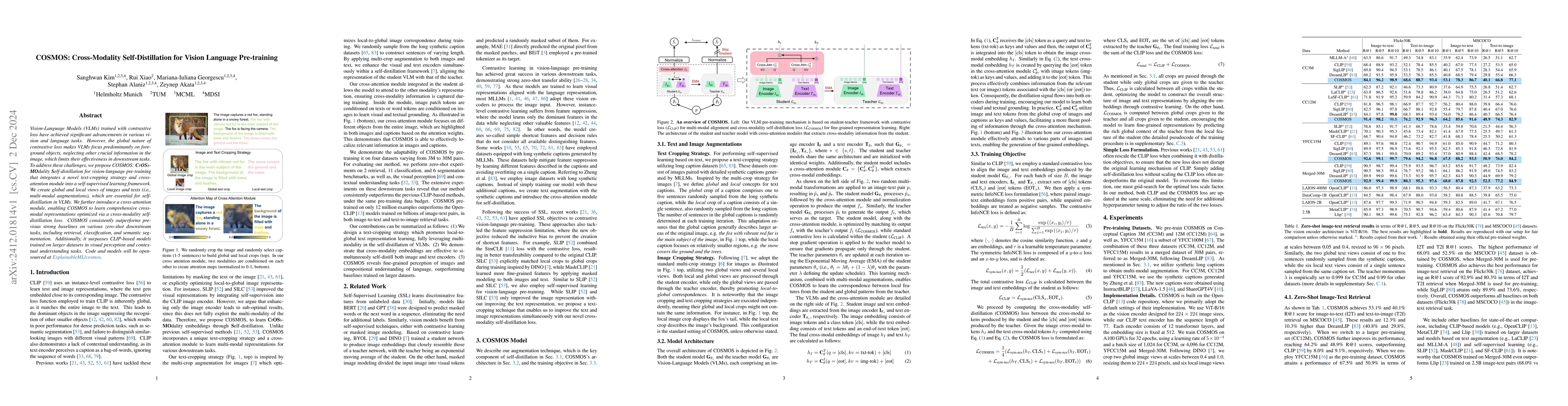 Thumbnail for COSMOS: Cross-Modality Self-Distillation for Vision Language
  Pre-training