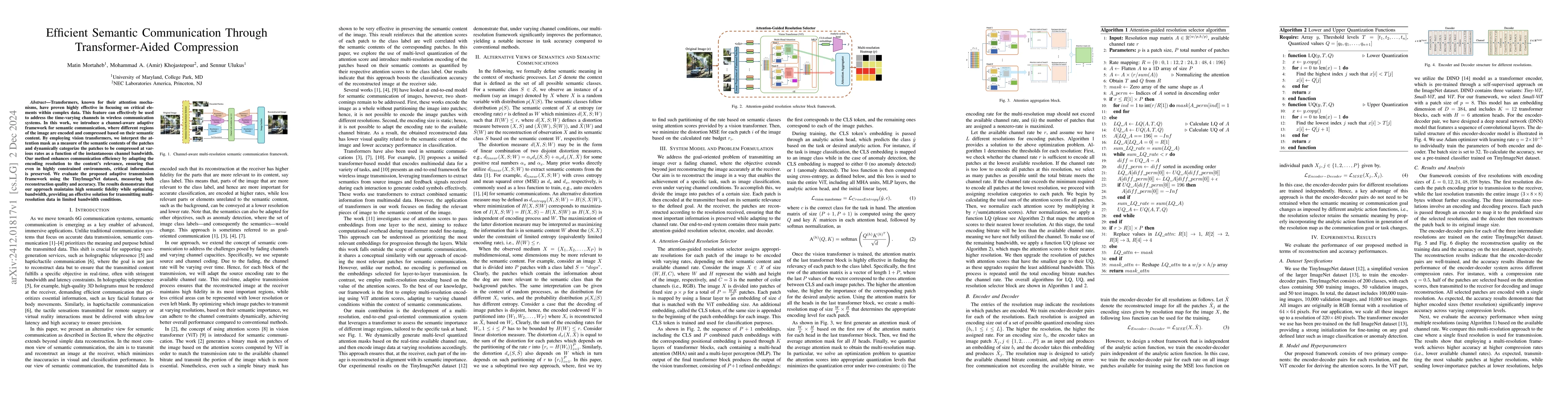 Thumbnail for Efficient Semantic Communication Through Transformer-Aided Compression