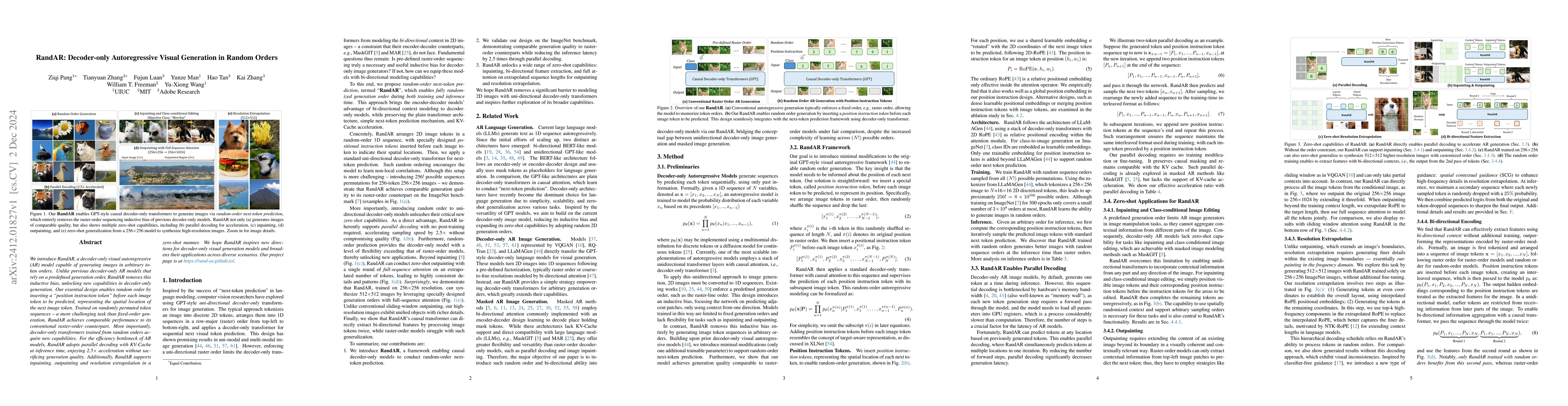 Thumbnail for RandAR: Decoder-only Autoregressive Visual Generation in Random Orders