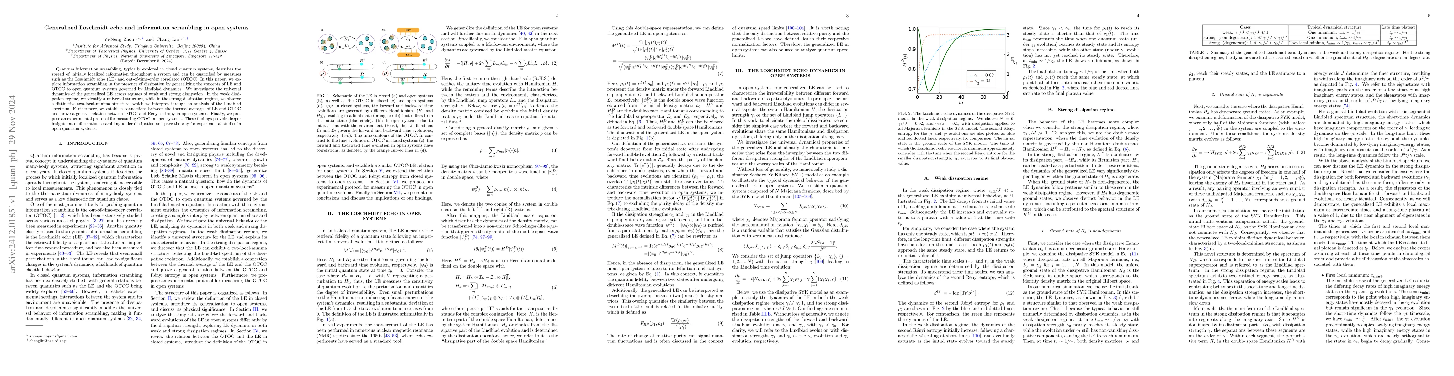 Thumbnail for Generalized Loschmidt echo and information scrambling in open systems