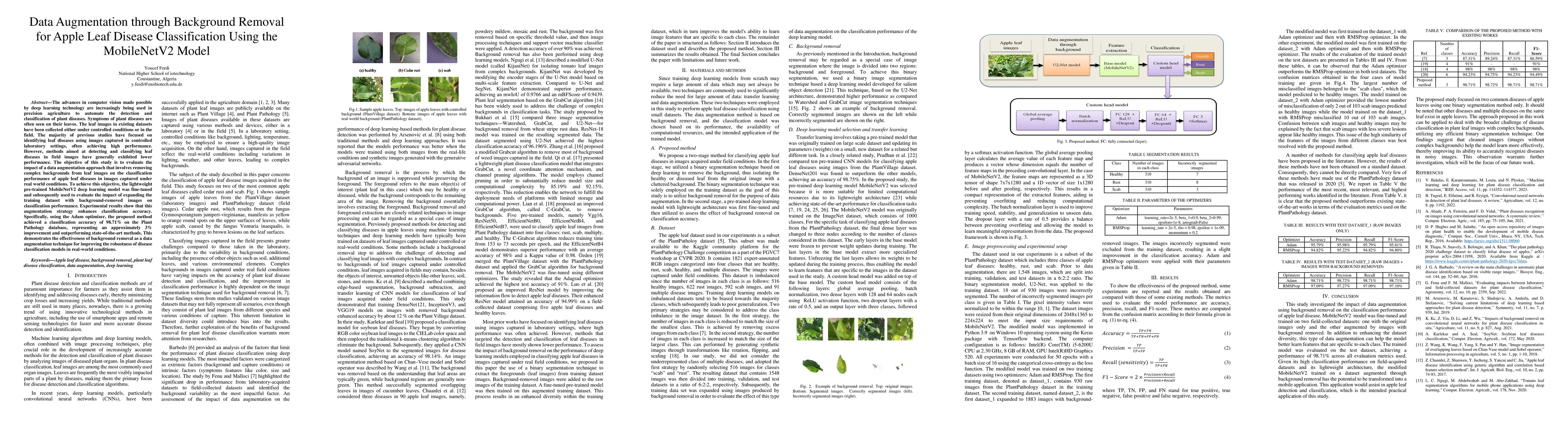 Thumbnail for Data Augmentation through Background Removal for Apple Leaf Disease
  Classification Using the MobileNetV2 Model