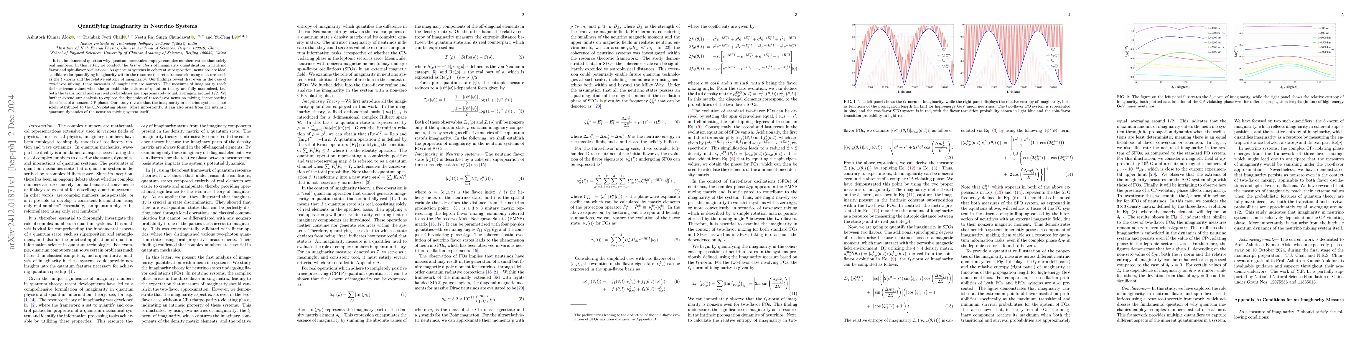 Thumbnail for Quantifying Imaginarity in Neutrino Systems