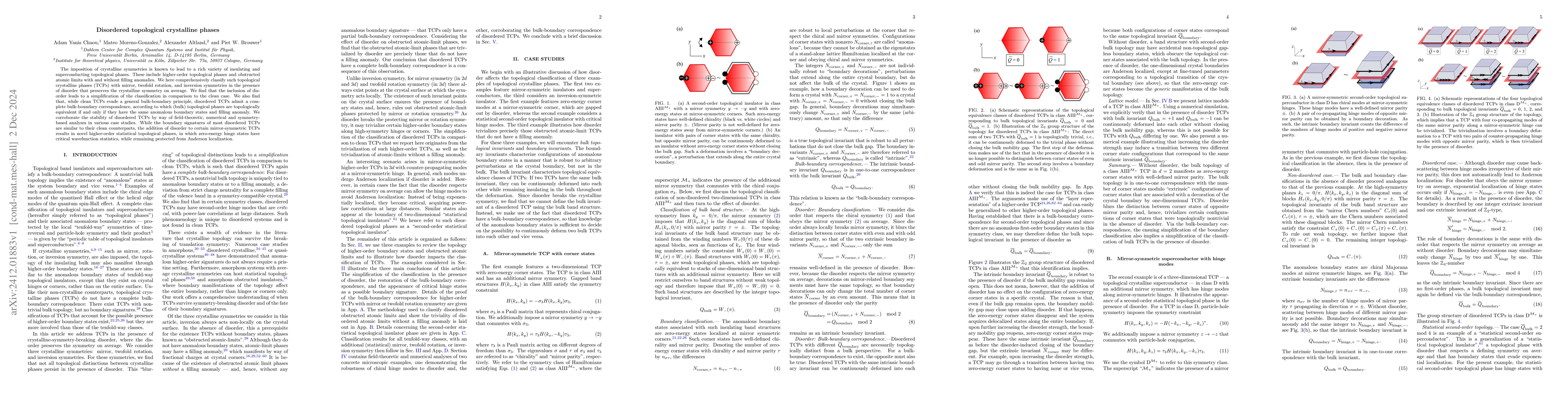 Thumbnail for Disordered topological crystalline phases