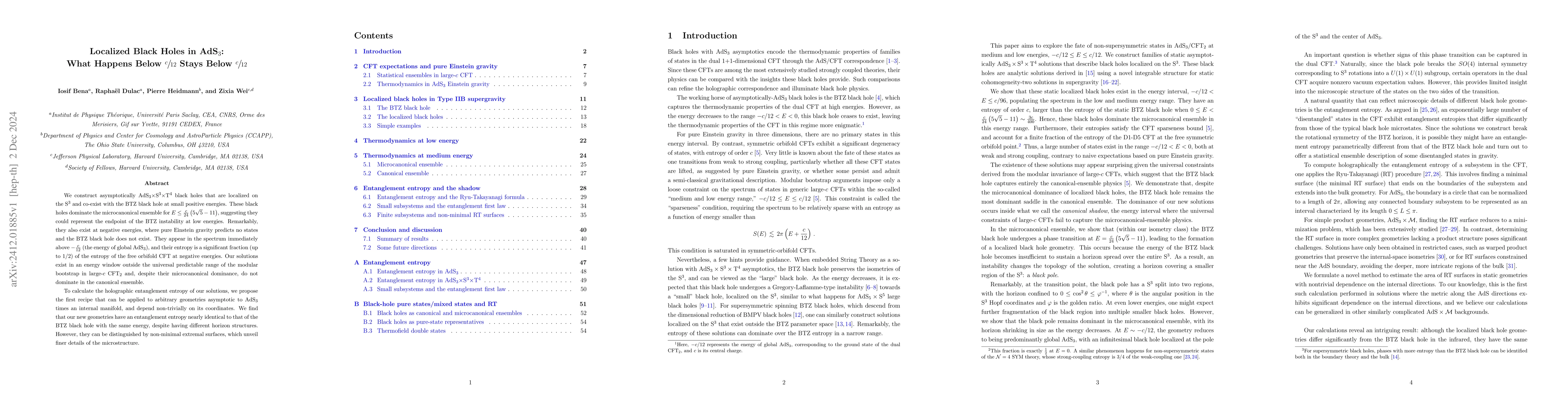 Thumbnail for Localized Black Holes in AdS$_3$: What Happens Below c/12 Stays Below
  c/12