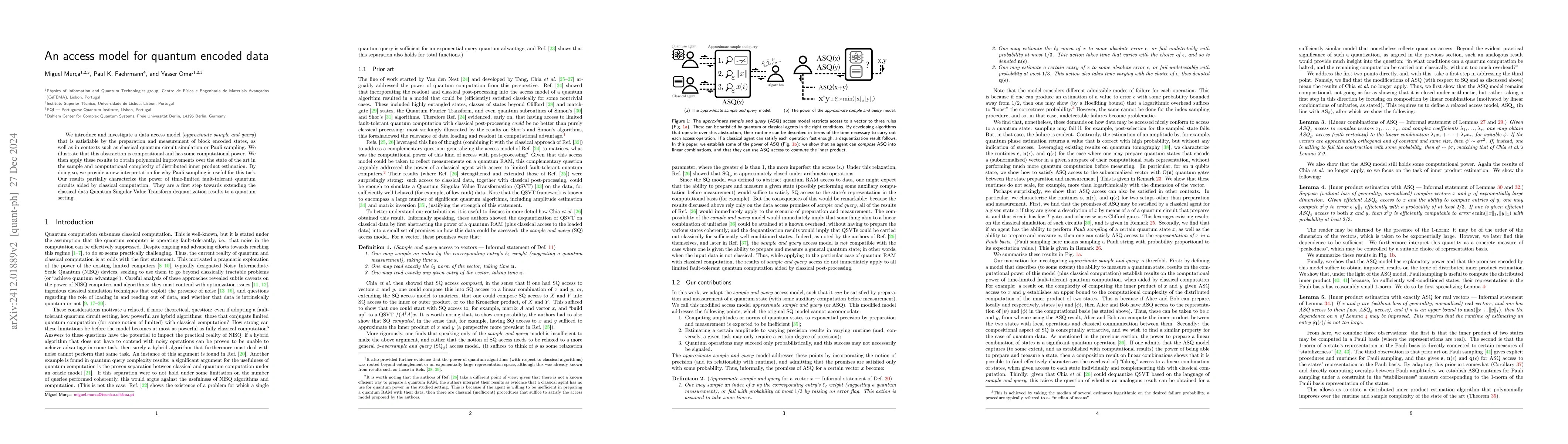 Thumbnail for An access model for quantum encoded data
