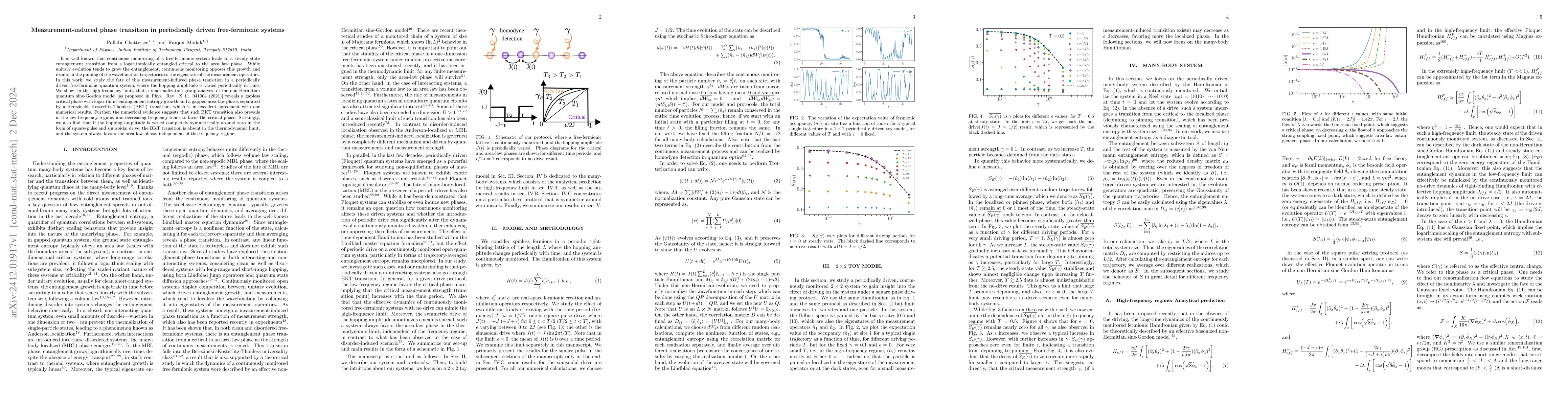 Thumbnail for Measurement-induced phase transition in periodically driven
  free-fermionic systems