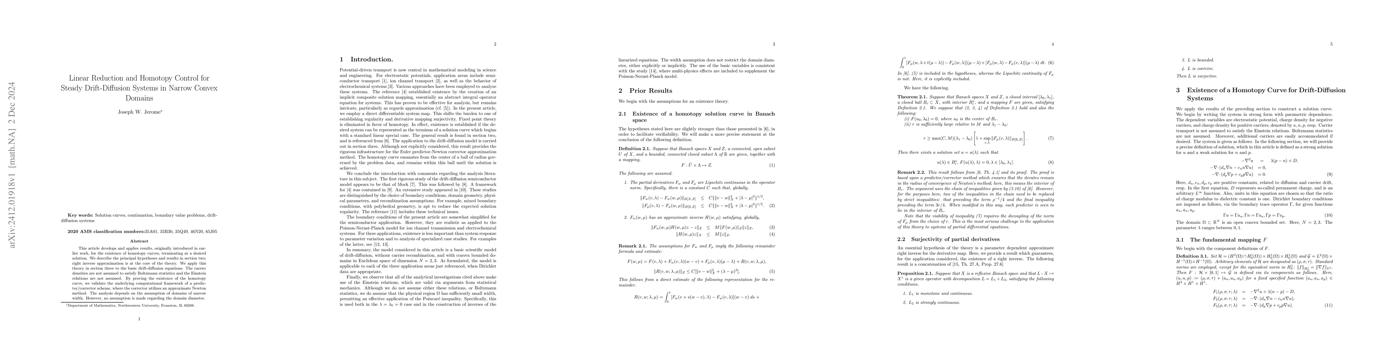 Thumbnail for Linear Reduction and Homotopy Control for Steady Drift-Diffusion Systems
  in Narrow Convex Domains
