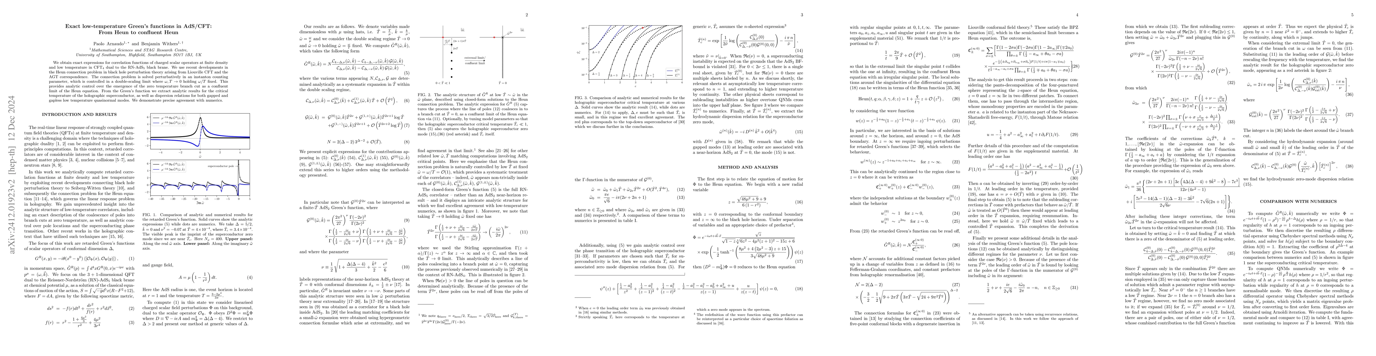 Thumbnail for Exact low-temperature Green's functions in AdS/CFT: From Heun to
  confluent Heun