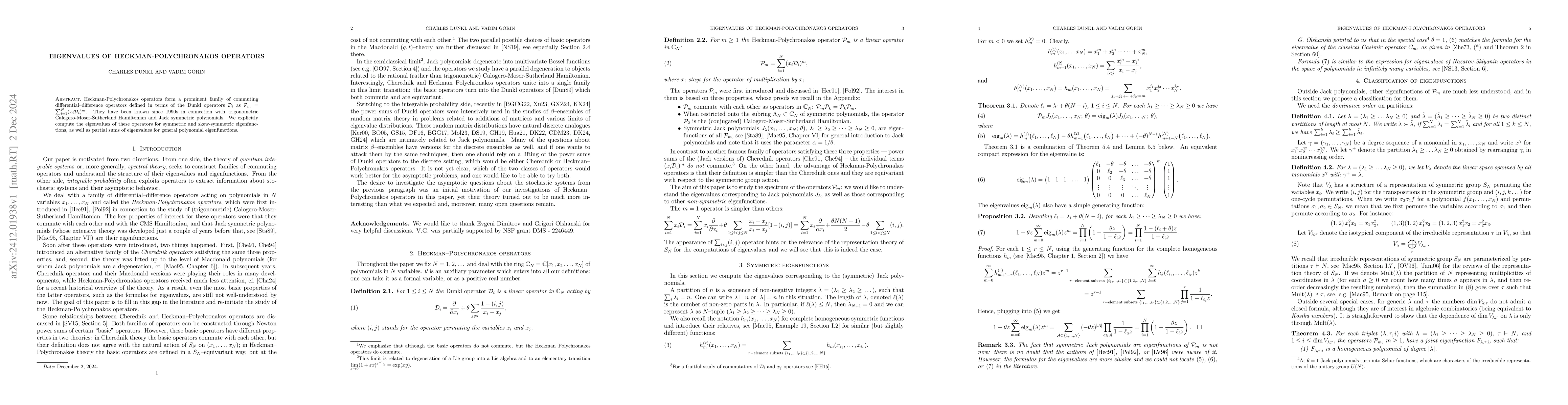 Thumbnail for Eigenvalues of Heckman-Polychronakos operators