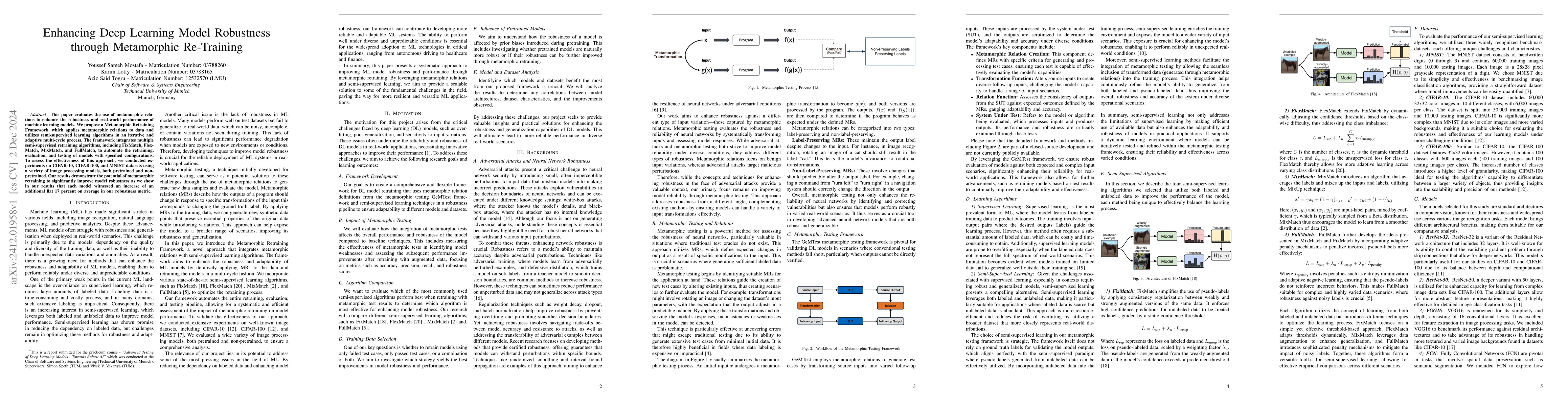 Thumbnail for Enhancing Deep Learning Model Robustness through Metamorphic Re-Training