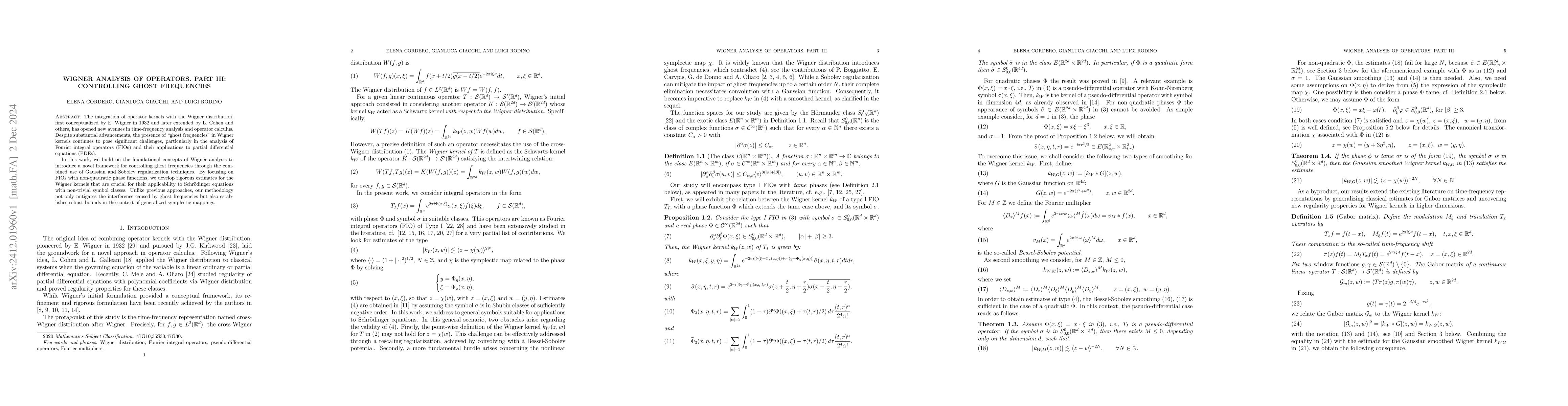 Thumbnail for Wigner analysis of operators. Part III: Controlling ghost frequencies
