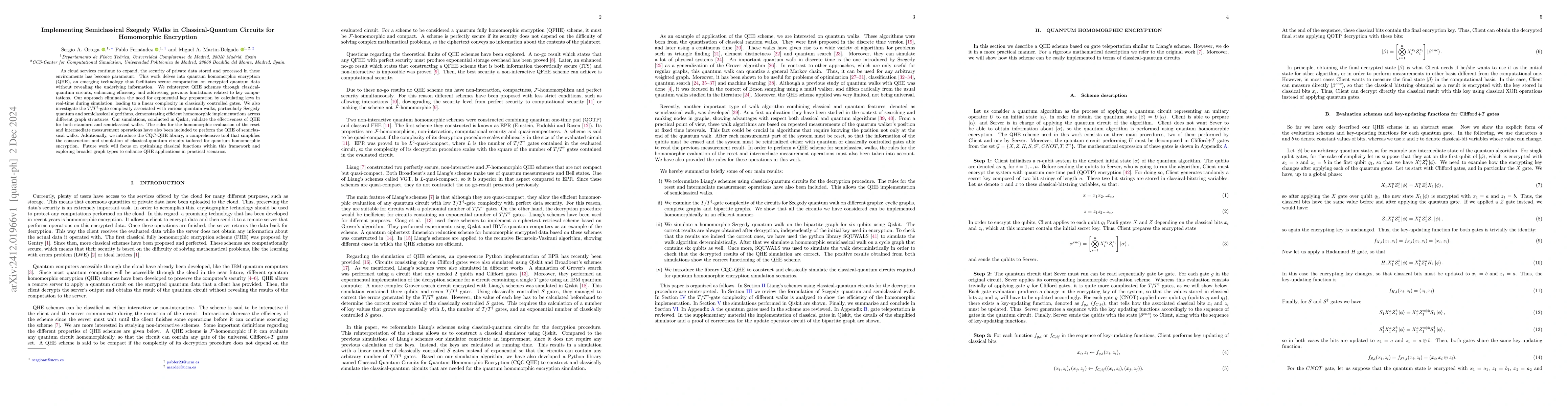 Thumbnail for Implementing Semiclassical Szegedy Walks in Classical-Quantum Circuits
  for Homomorphic Encryption