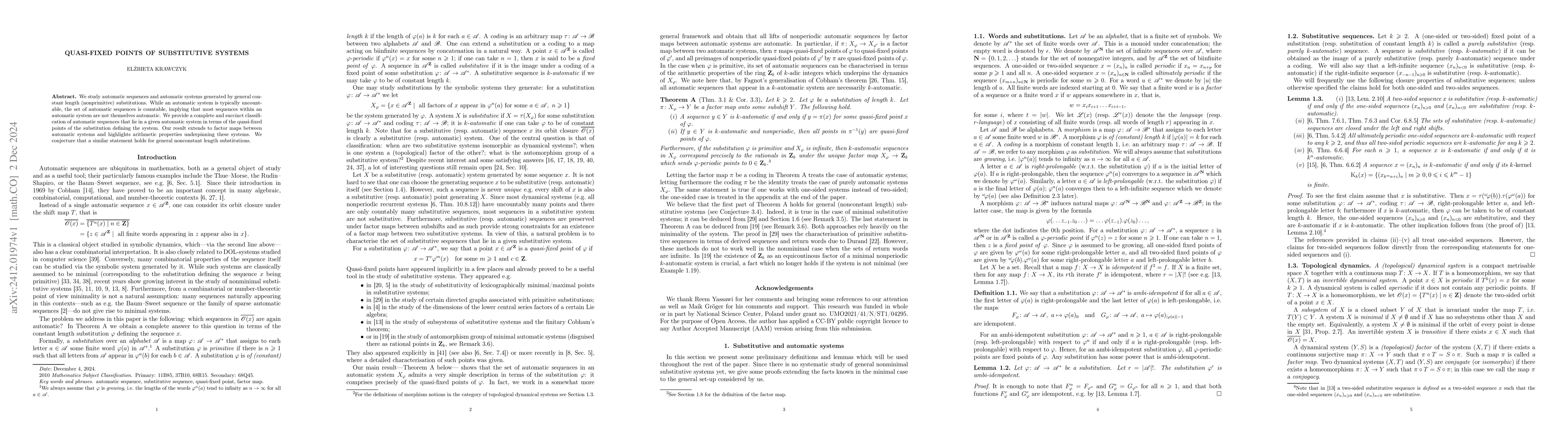 Thumbnail for Quasi-fixed points of substitutive systems
