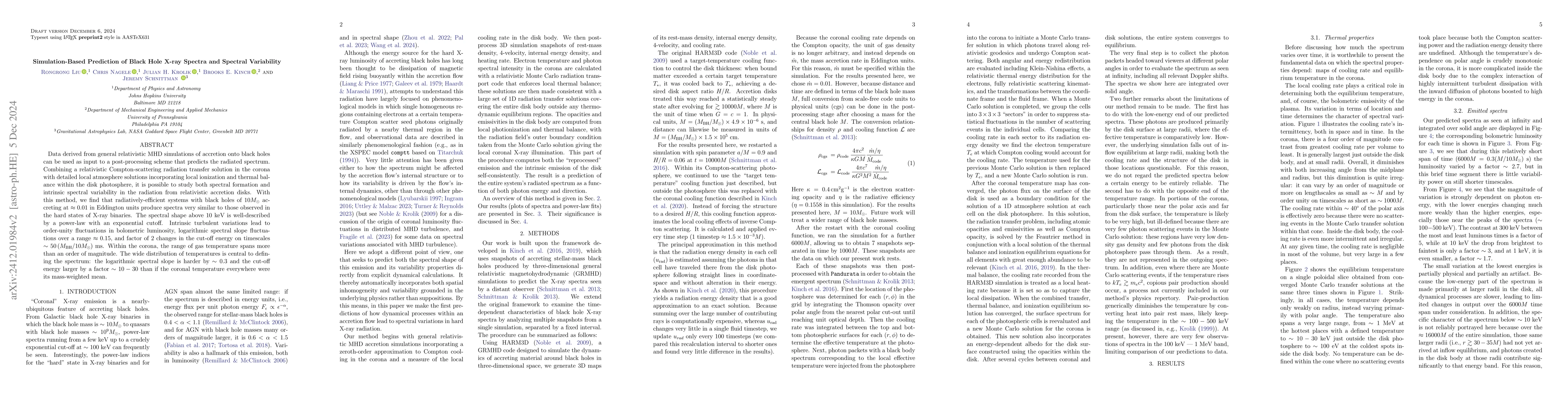 Thumbnail for Simulation-Based Prediction of Black Hole X-ray Spectra and Spectral
  Variability
