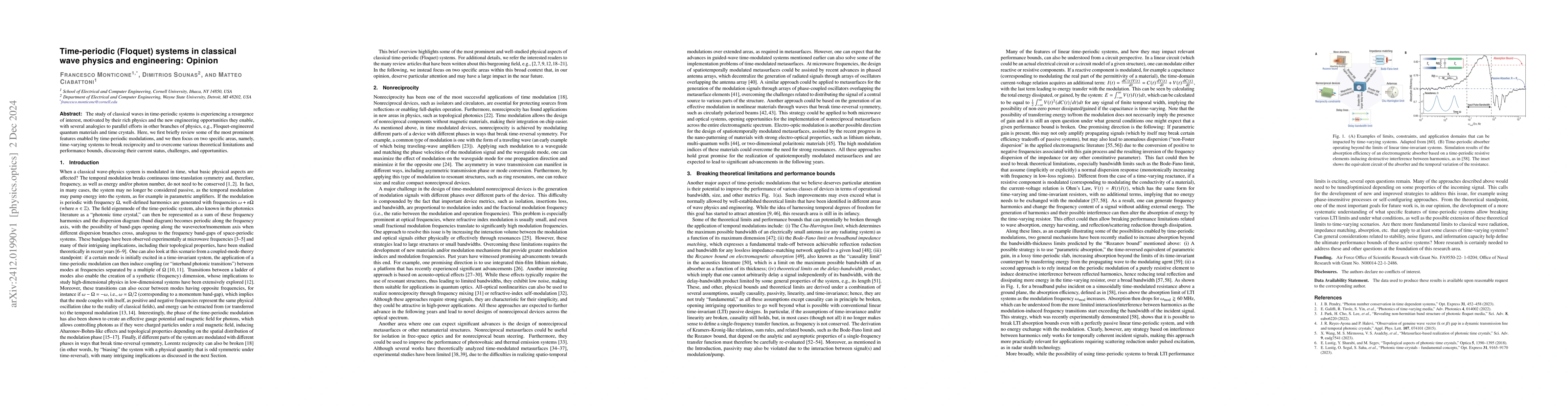 Thumbnail for Time-periodic (Floquet) systems in classical wave physics and
  engineering: Opinion