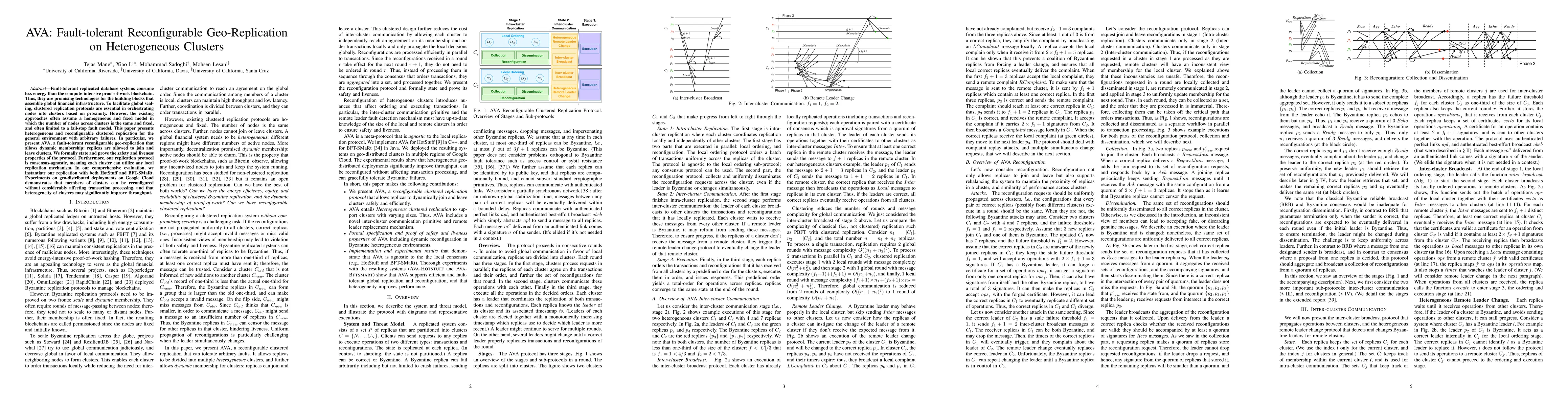 Thumbnail for AVA: Fault-tolerant Reconfigurable Geo-Replication on Heterogeneous
  Clusters