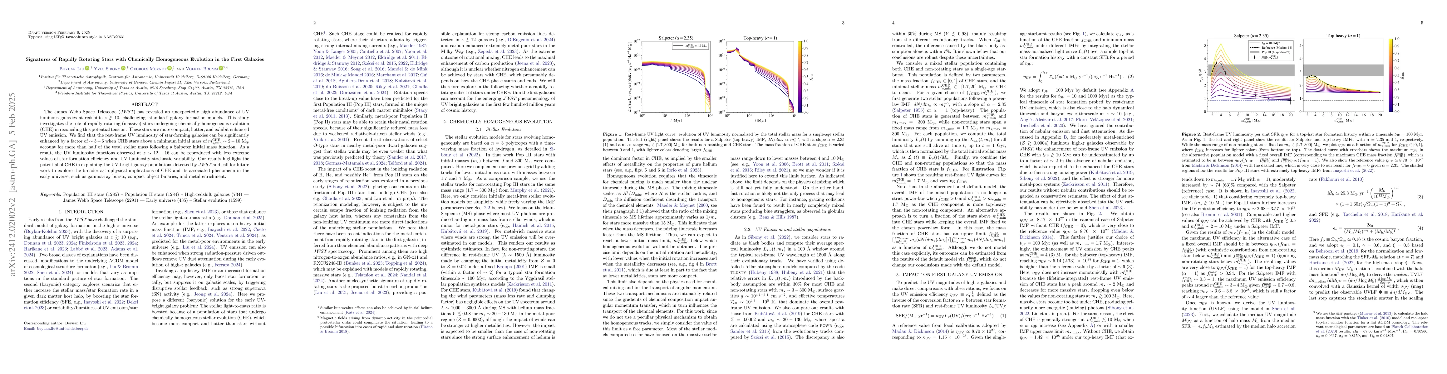 Thumbnail for Signatures of Rapidly Rotating Stars with Chemically Homogeneous
  Evolution in the First Galaxies