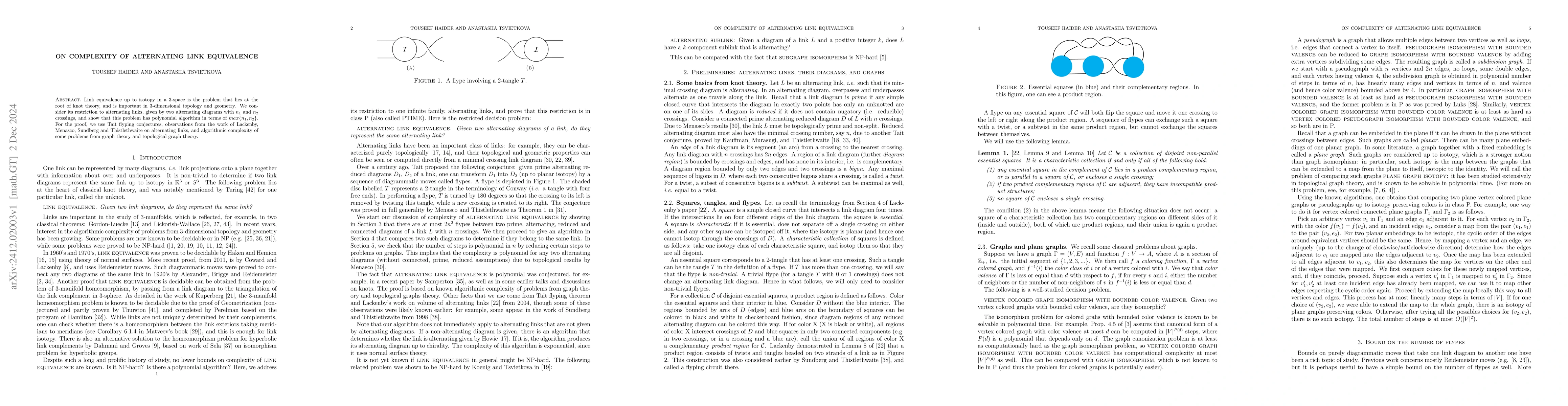 Thumbnail for On complexity of alternating link equivalence