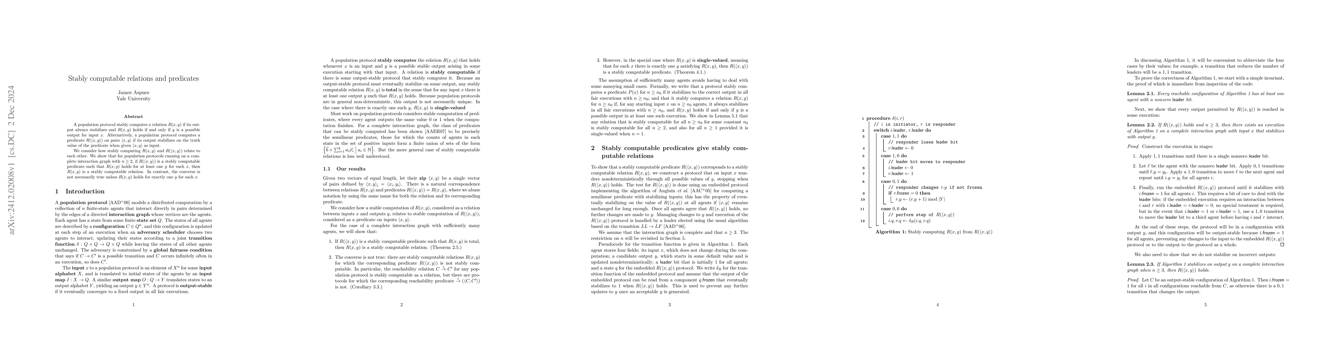Thumbnail for Stably computable relations and predicates