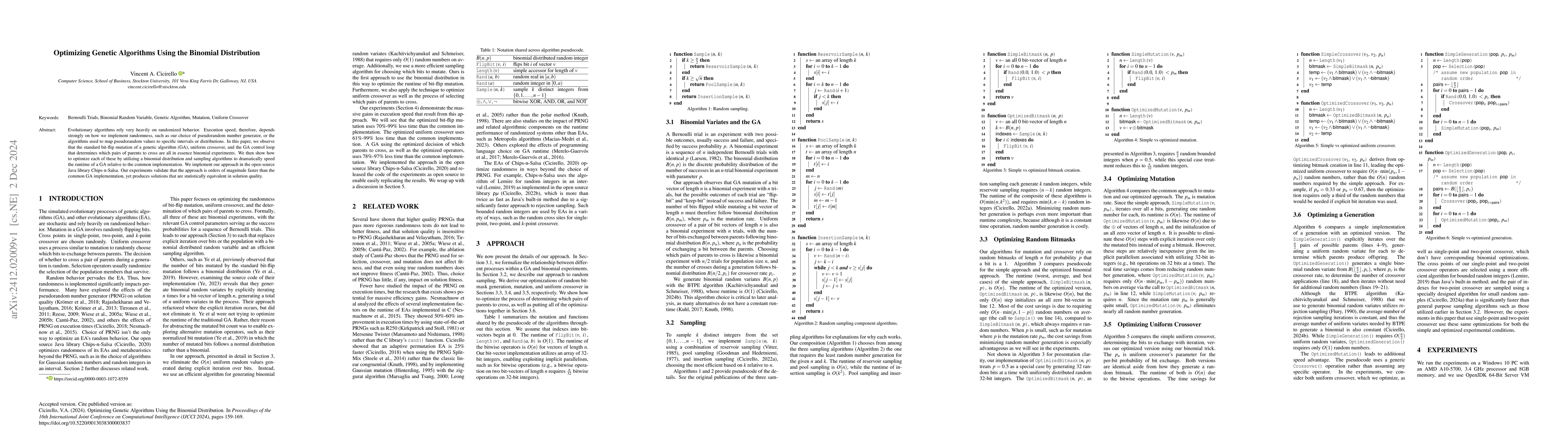 Thumbnail for Optimizing Genetic Algorithms Using the Binomial Distribution