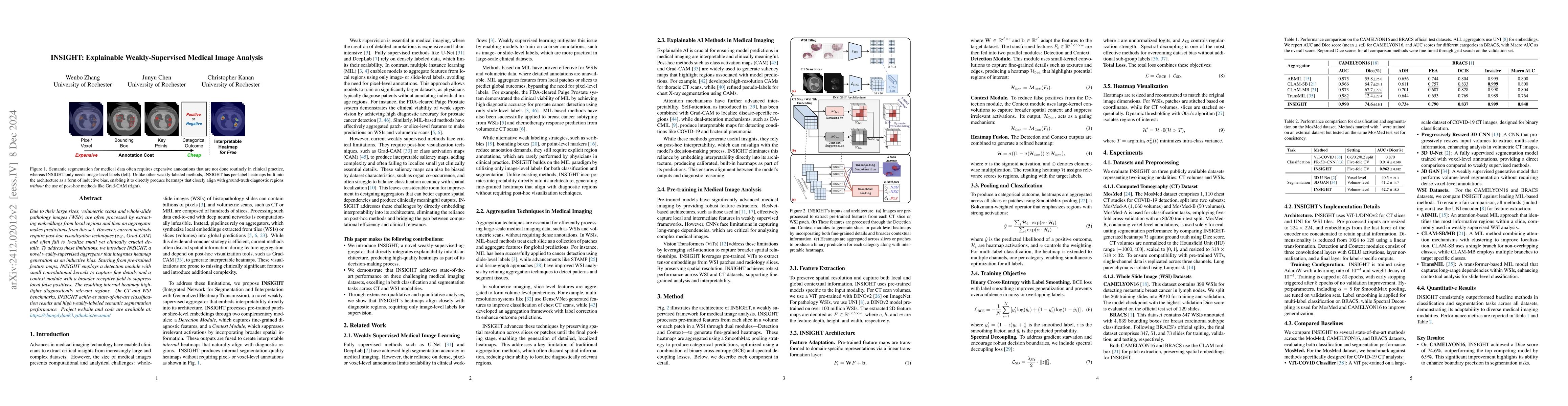 Thumbnail for INSIGHT: Explainable Weakly-Supervised Medical Image Analysis