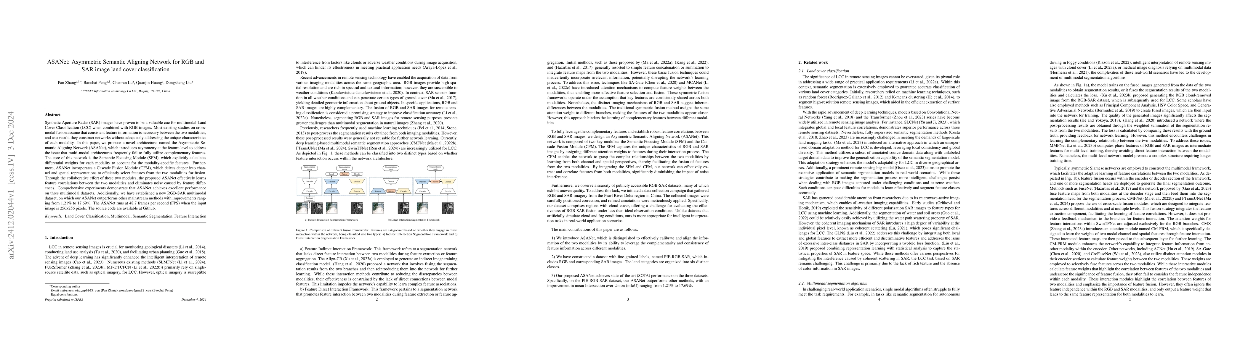 Thumbnail for ASANet: Asymmetric Semantic Aligning Network for RGB and SAR image land
  cover classification