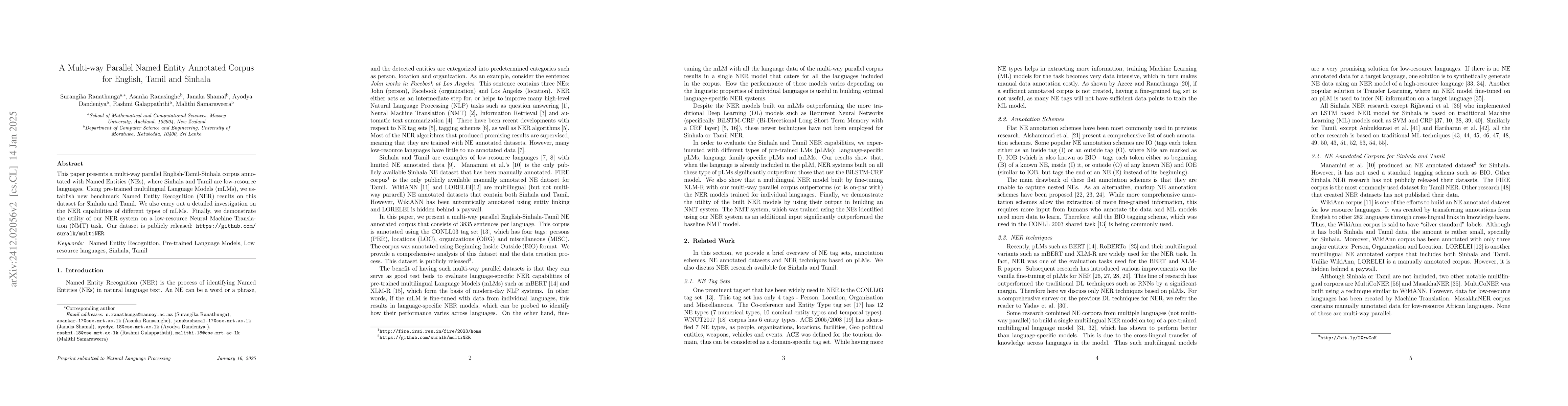 Thumbnail for A Multi-way Parallel Named Entity Annotated Corpus for English, Tamil
  and Sinhala