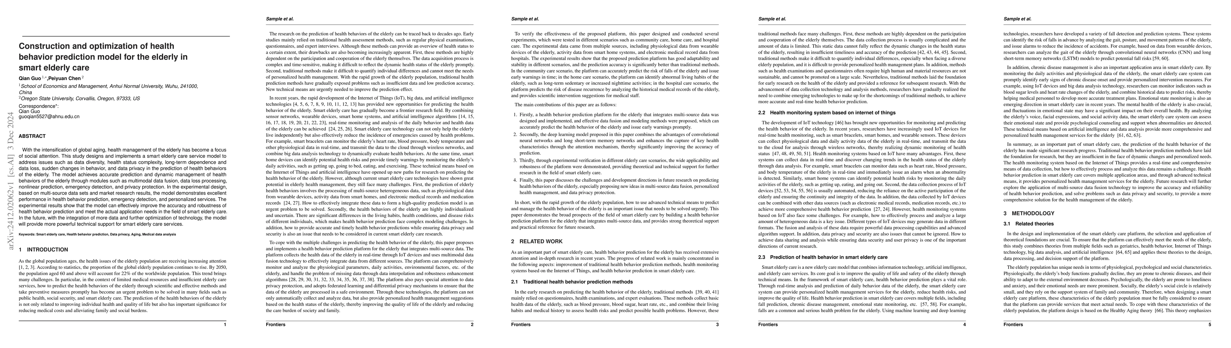 Thumbnail for Construction and optimization of health behavior prediction model for
  the elderly in smart elderly care