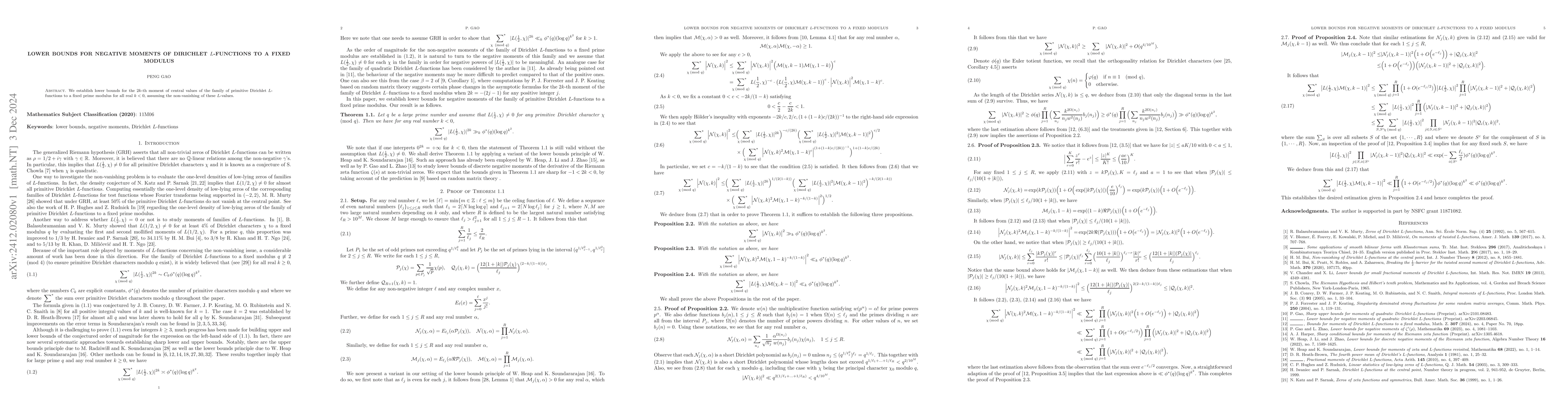Thumbnail for Lower bounds for negative moments of Dirichlet $L$-functions to a fixed
  modulus