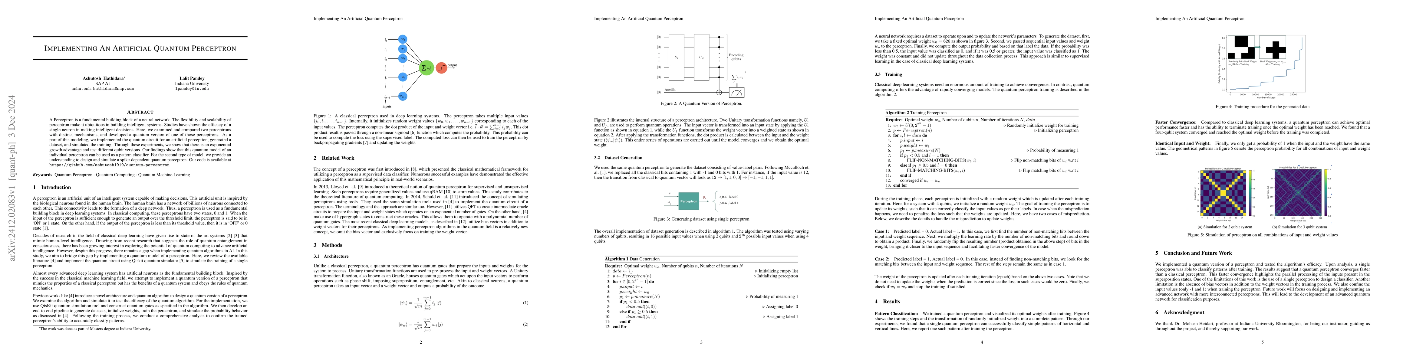 Thumbnail for Implementing An Artificial Quantum Perceptron