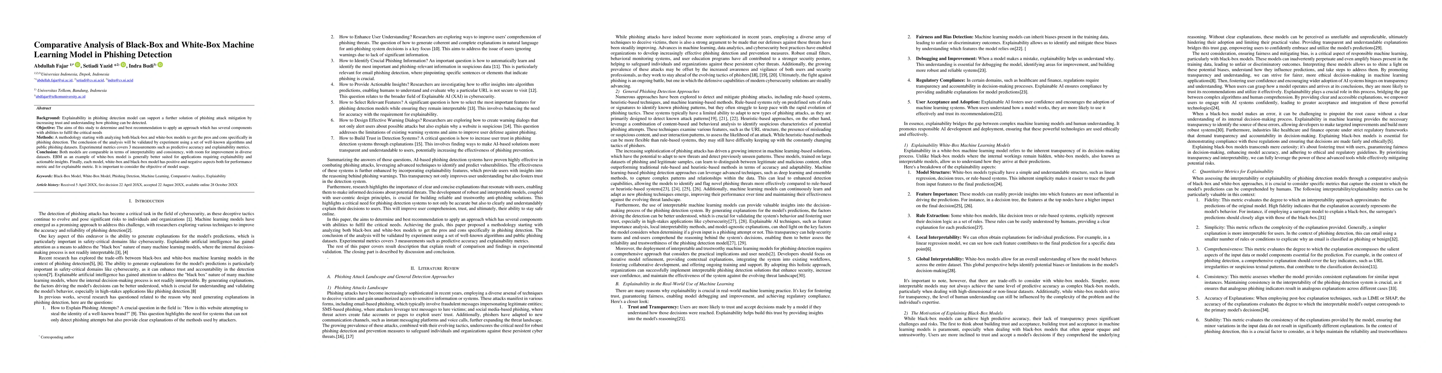 Thumbnail for Comparative Analysis of Black-Box and White-Box Machine Learning Model
  in Phishing Detection