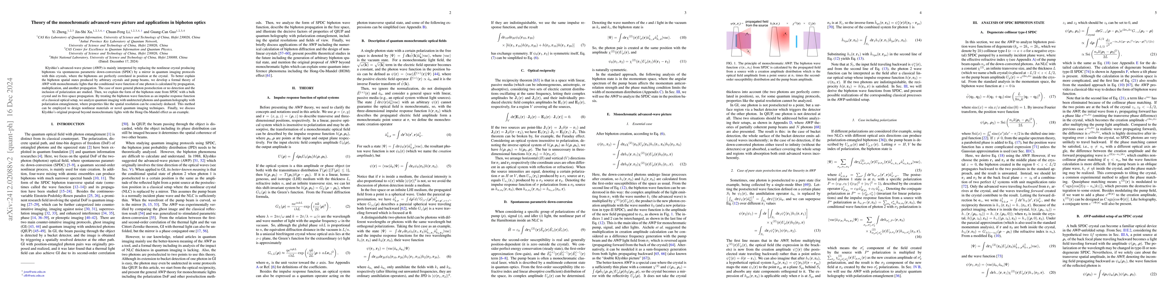 Thumbnail for Theory of monochromatic advanced-wave picture and applications in
  biphoton optics