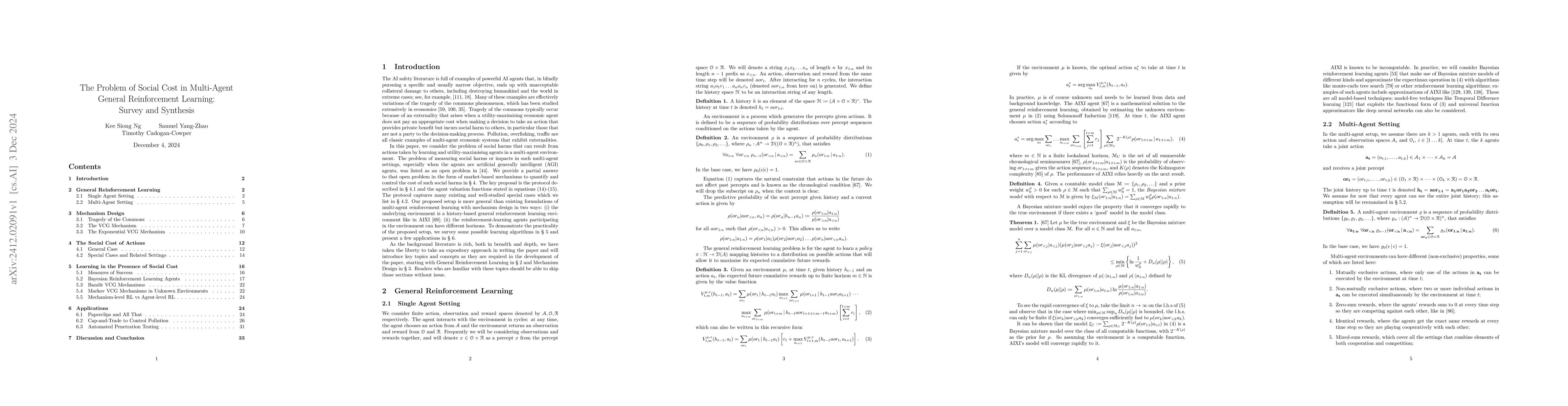 Thumbnail for The Problem of Social Cost in Multi-Agent General Reinforcement
  Learning: Survey and Synthesis