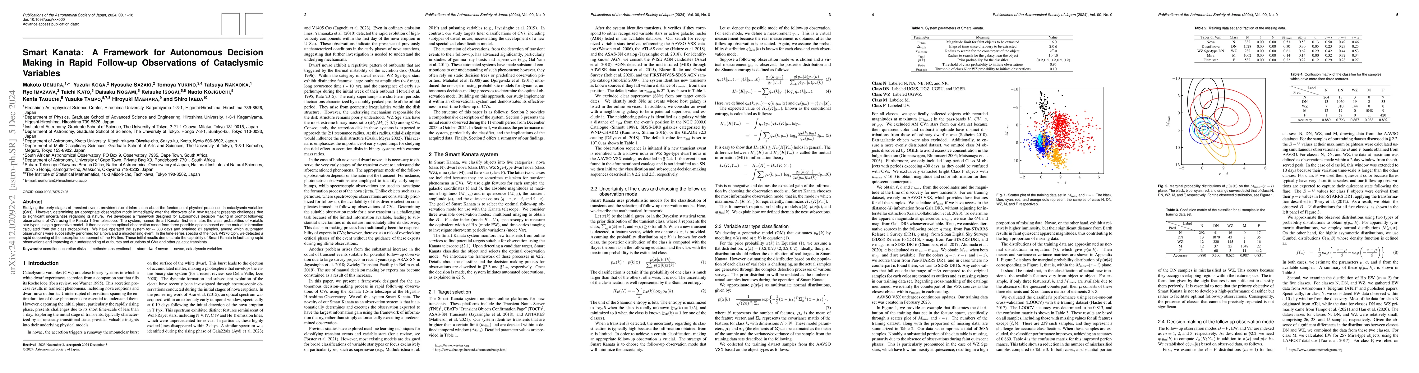 Thumbnail for Smart Kanata: A Framework for Autonomous Decision Making in Rapid
  Follow-up Observations of Cataclysmic Variables