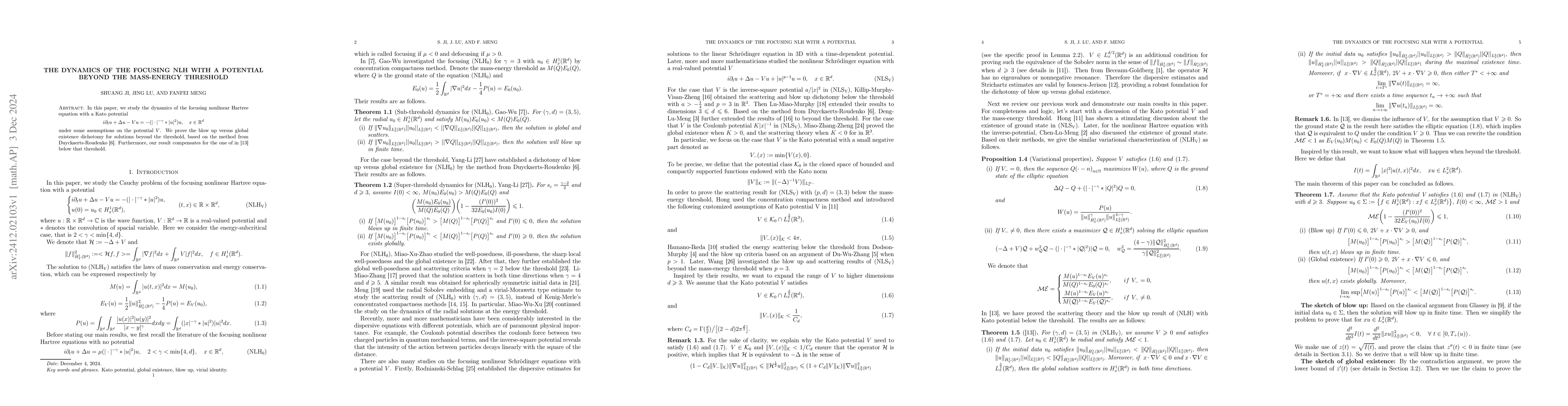Thumbnail for The dynamics of the focusing NLH with a potential beyond the mass-energy
  threshold