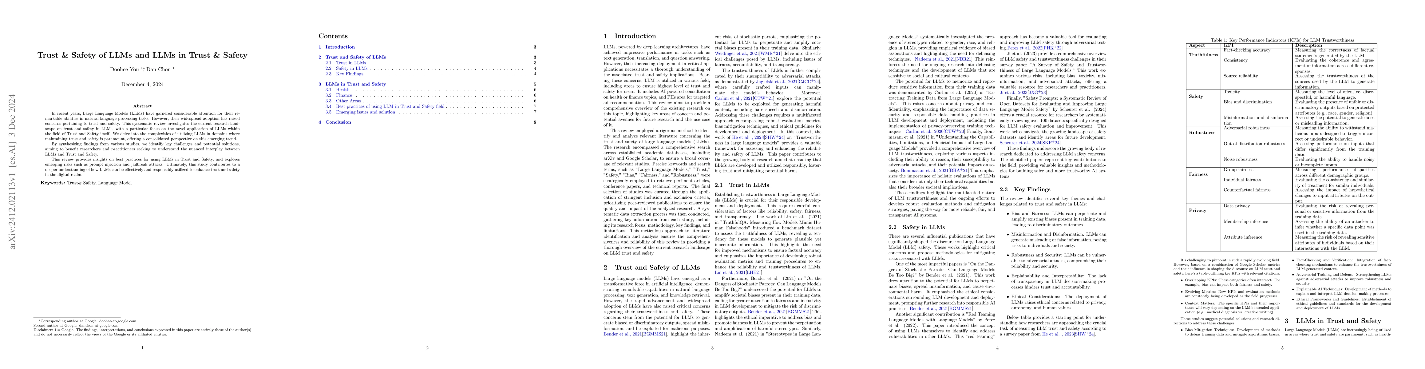 Thumbnail for Trust & Safety of LLMs and LLMs in Trust & Safety
