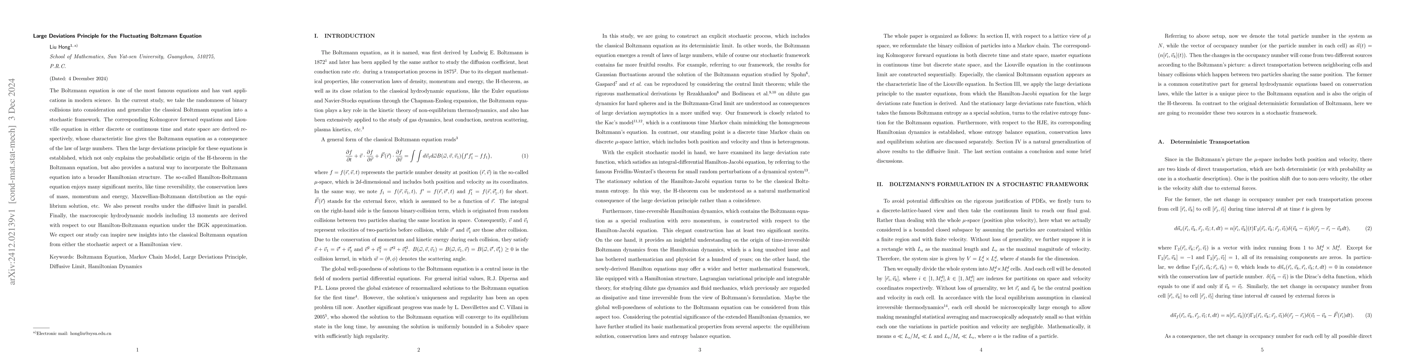 Thumbnail for Large Deviations Principle for the Fluctuating Boltzmann Equation