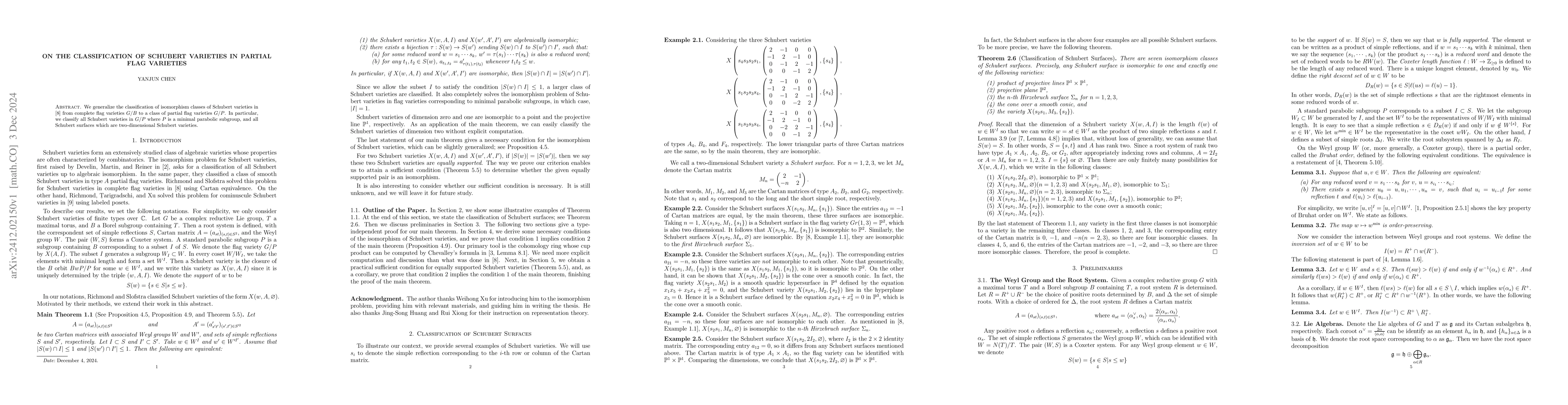 Thumbnail for On the Classification of Schubert Varieties in Partial Flag Varieties