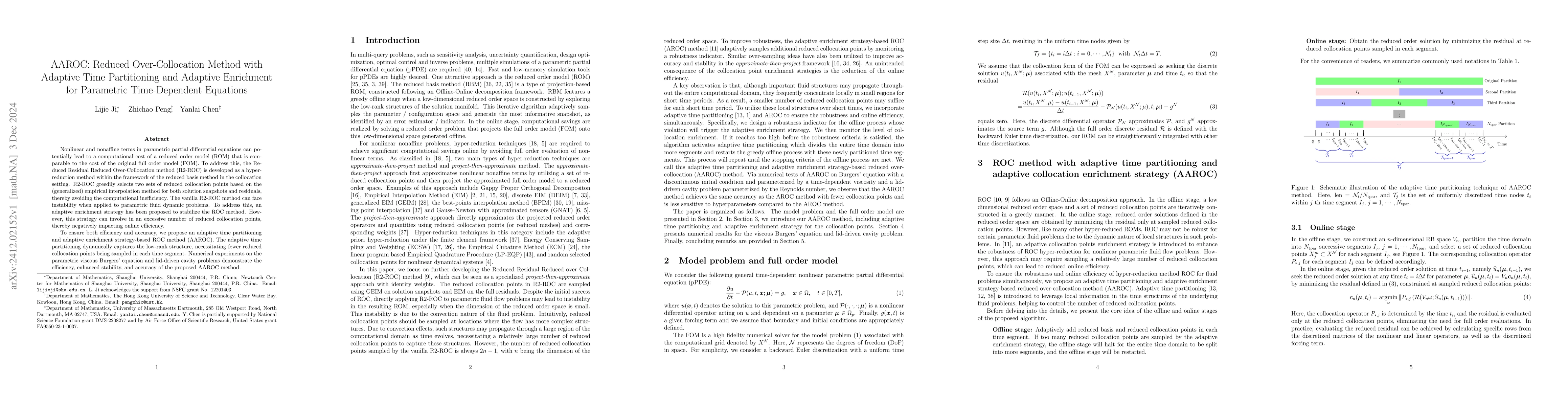 Thumbnail for AAROC: Reduced Over-Collocation Method with Adaptive Time Partitioning
  and Adaptive Enrichment for Parametric Time-Dependent Equations