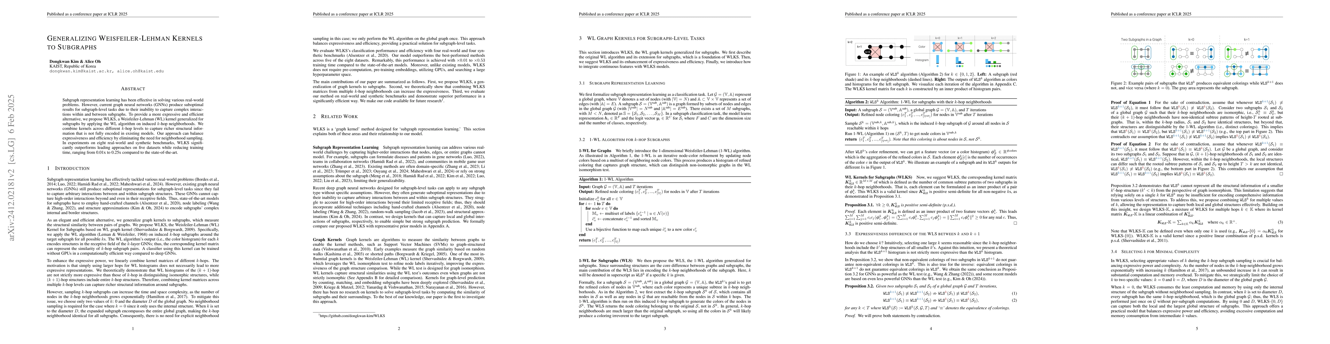 Thumbnail for Generalizing Weisfeiler-Lehman Kernels to Subgraphs