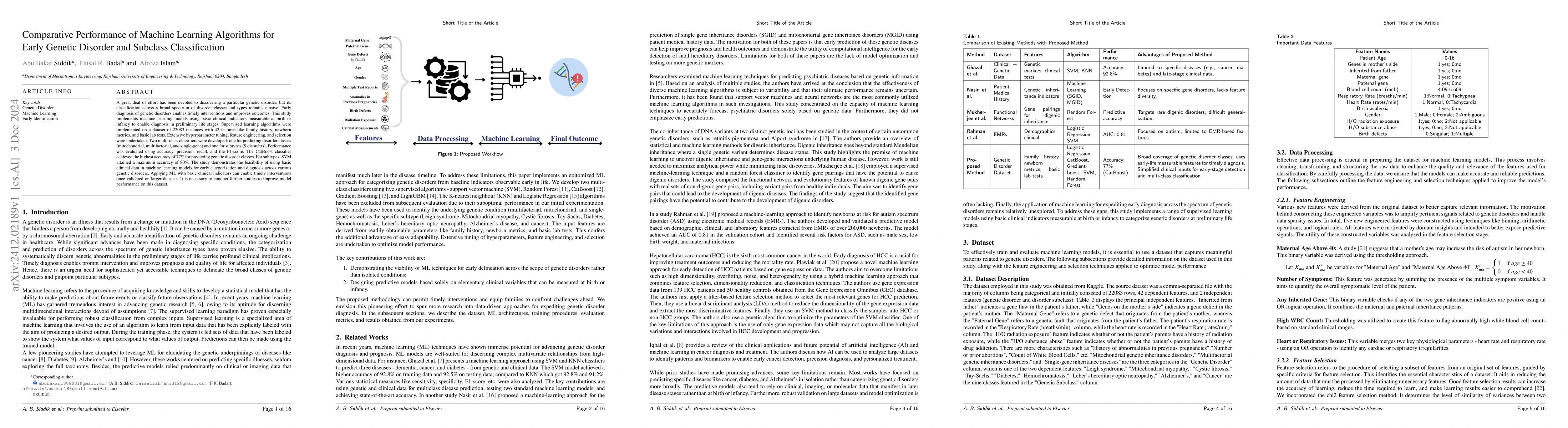 Thumbnail for Comparative Performance of Machine Learning Algorithms for Early Genetic
  Disorder and Subclass Classification