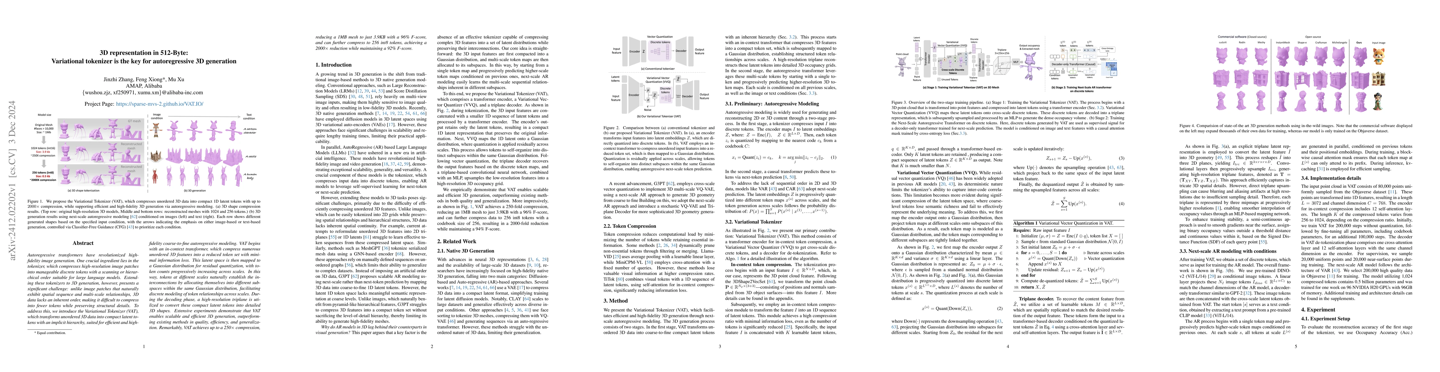 Thumbnail for 3D representation in 512-Byte:Variational tokenizer is the key for
  autoregressive 3D generation