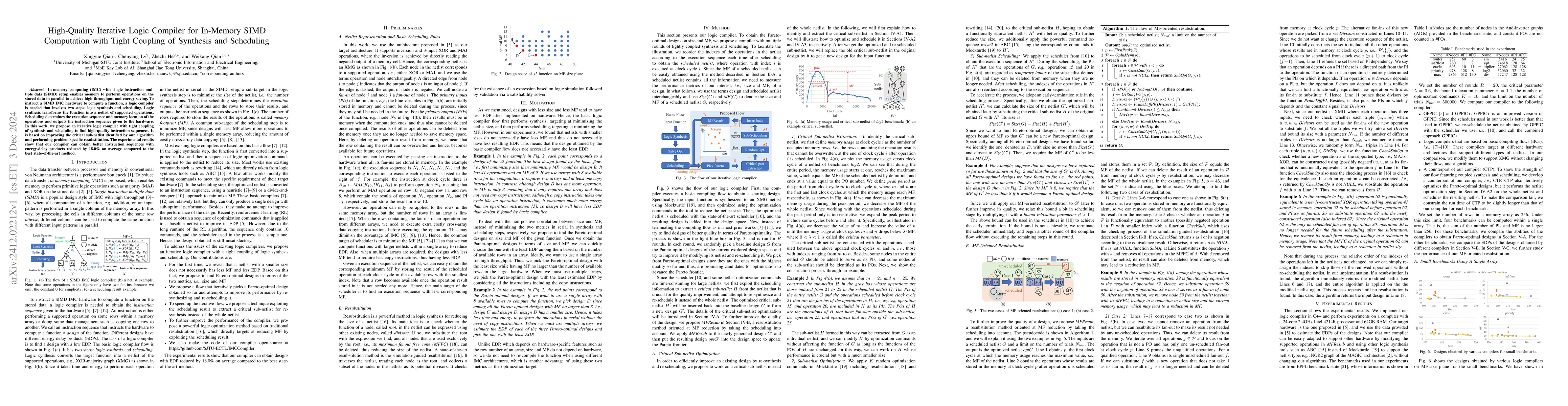Thumbnail for High-Quality Iterative Logic Compiler for In-Memory SIMD Computation
  with Tight Coupling of Synthesis and Scheduling