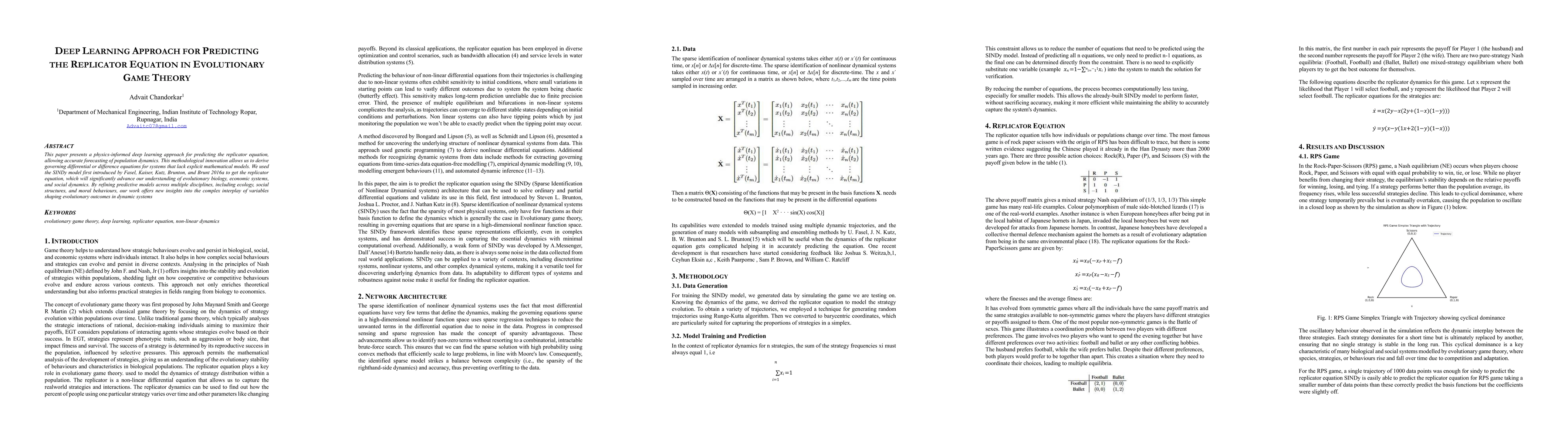 Thumbnail for Deep learning approach for predicting the replicator equation in
  evolutionary game theory