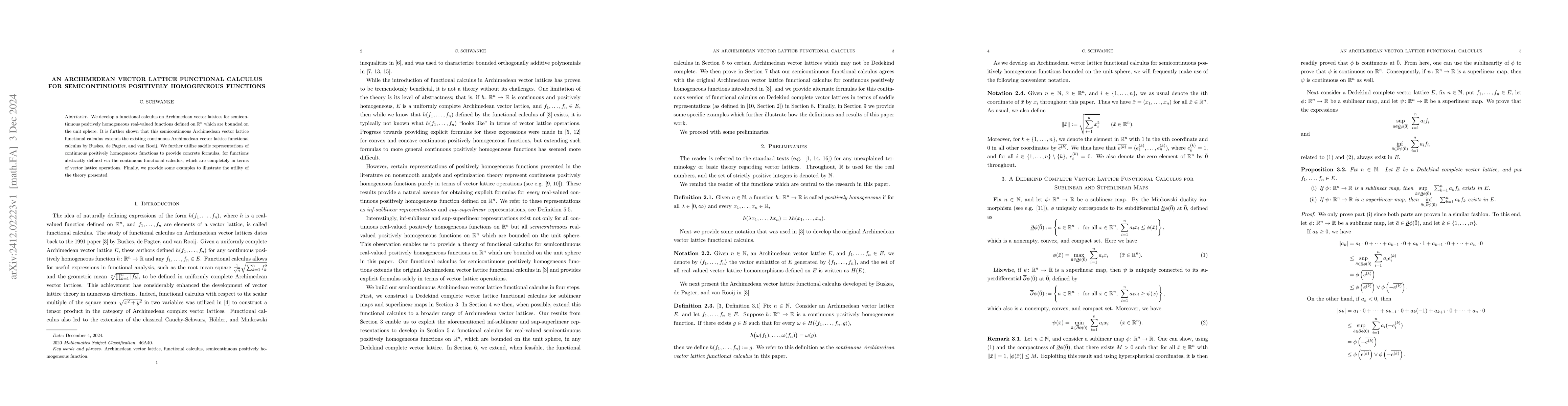 Thumbnail for An Archimedean Vector Lattice Functional Calculus For Semicontinuous
  Positively Homogeneous Functions