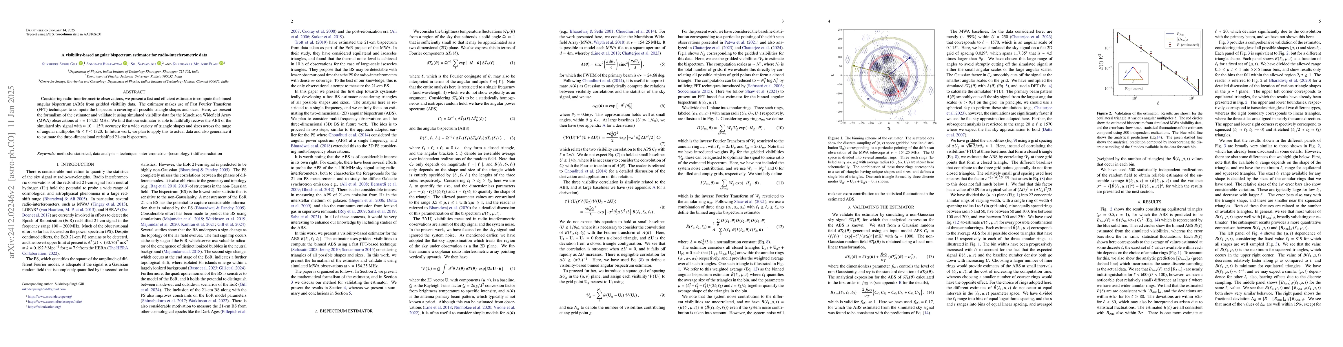 Thumbnail for A visibility-based angular bispectrum estimator for
  radio-interferometric data