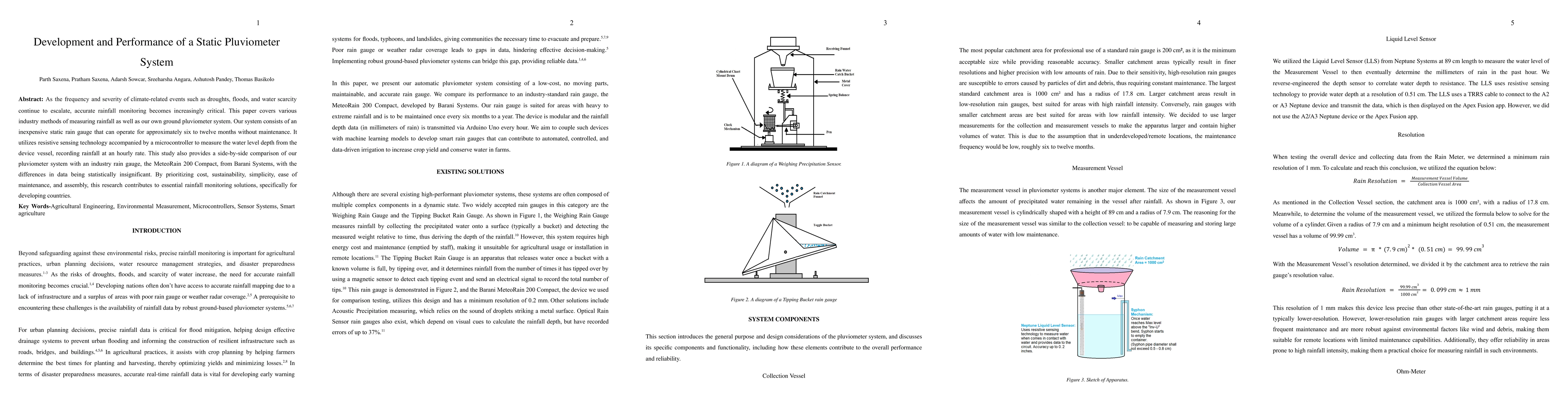 Thumbnail for Development and Performance of a Static Pluviometer System