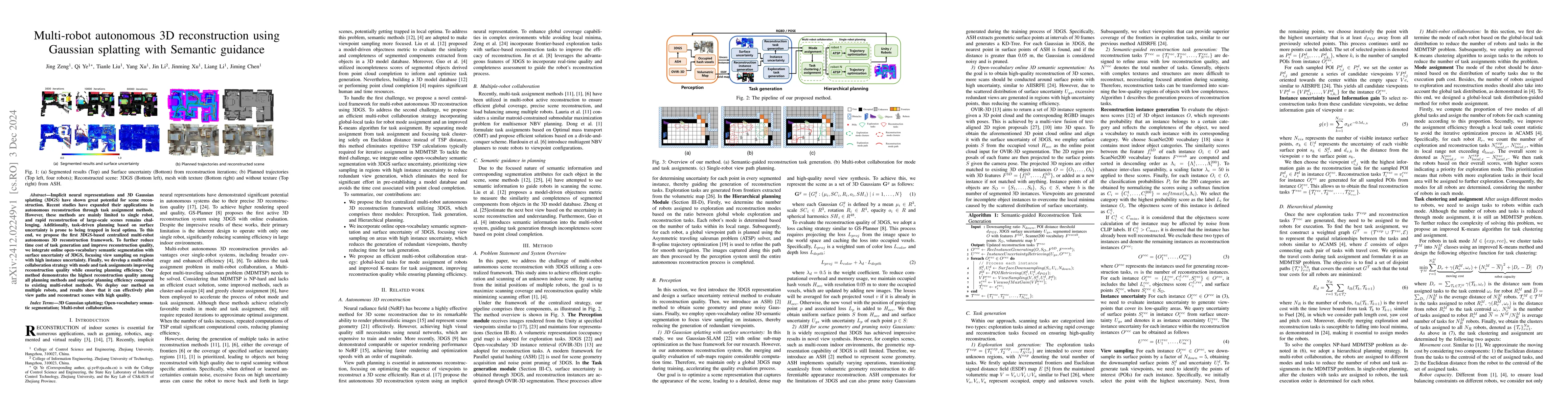 Thumbnail for Multi-robot autonomous 3D reconstruction using Gaussian splatting with
  Semantic guidance