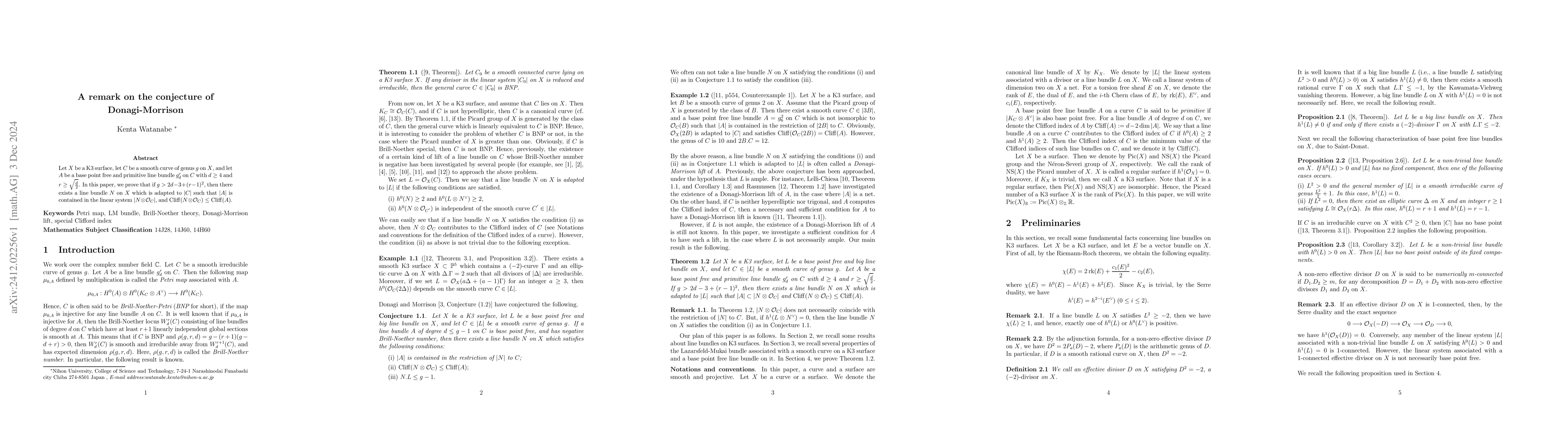 Thumbnail for A remark on the conjecture of Donagi-Morrison